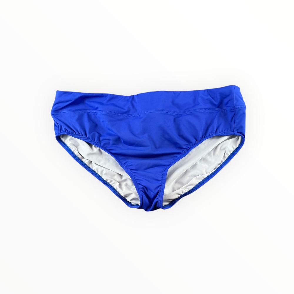 Lands' End Womens Blue Mid Rise Bikini Swim Bottoms Size 18 RN 62830